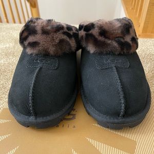 Brand new Woman’s UGG Coquette Leopard Slippers- Black